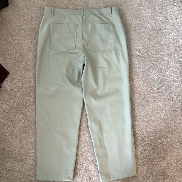 NWT High Rise Faux Leather Ankle Trousers Pants A New Day Sage Green Size 14 - Picture 9 of 11